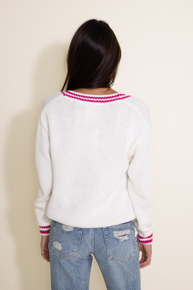 Olivaceous Pickleball Cardigan for Women in White Fuchsia