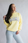 Oversized Mama Mock Neck Fleece Sweatshirt for Women in Light Yellow