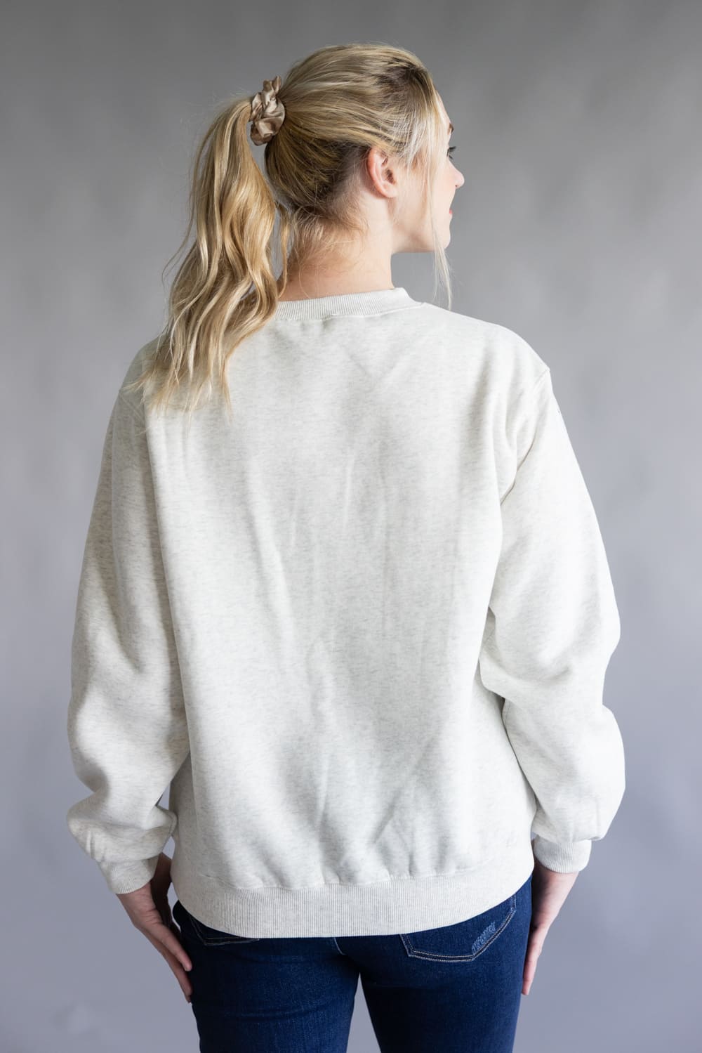Merry Everything Christmas Embroidered Sweatshirt for Women in Heather Gray