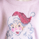 Santa Embroidered Sweatshirt for Women in Pink