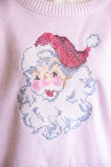 Santa Embroidered Sweatshirt for Women in Pink