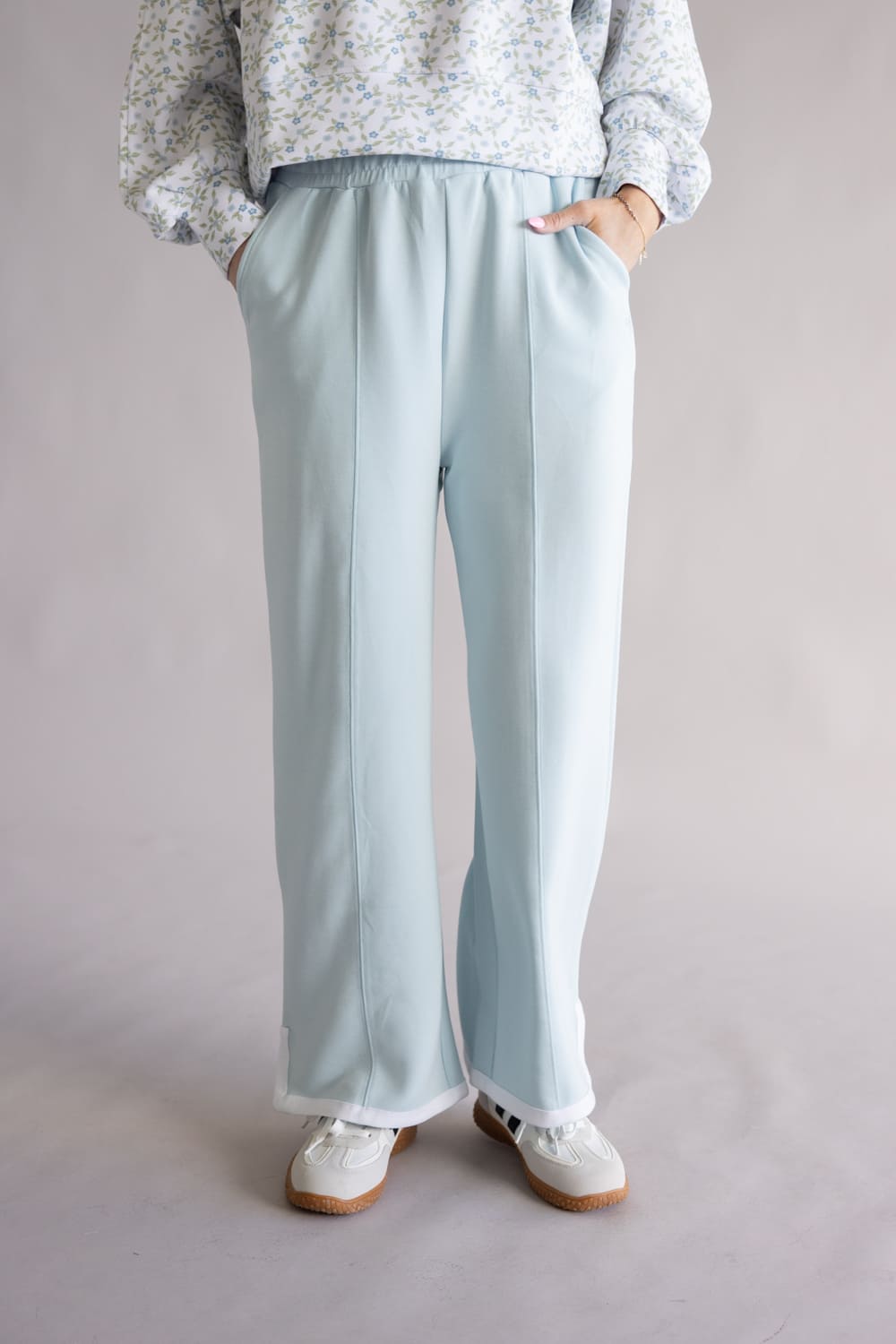 Simply Southern Pintuck Lounge Pants for Women in Robins Egg Blue