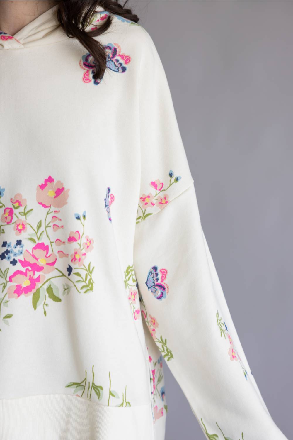 Simply Southern Relaxed Floral Hoodie for Women in Cream