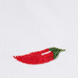 Beaded Chili Pepper Tank Top for Women in White