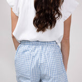 Plaid Boxer Lounge Shorts for Women in Blue