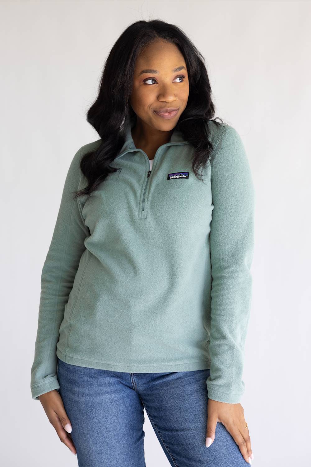 Patagonia Women’s Micro D Quarter Zip Pullover in Cover Green