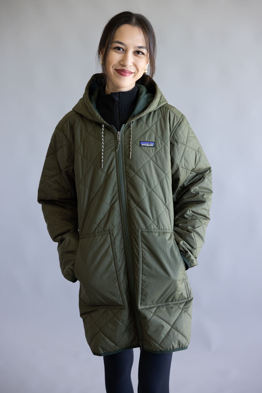 Patagonia Women's Diamond Quilted Parka in Basin Green | 27710