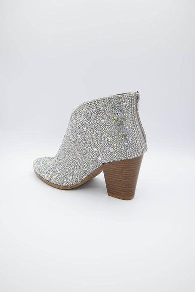Pierre Dumas Ryder Rhinestone Ankle Cowboy Booties for Women in Silver