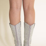 Pierre Dumas Wilder Rhinestone Cowboy Boots for Women in Silver