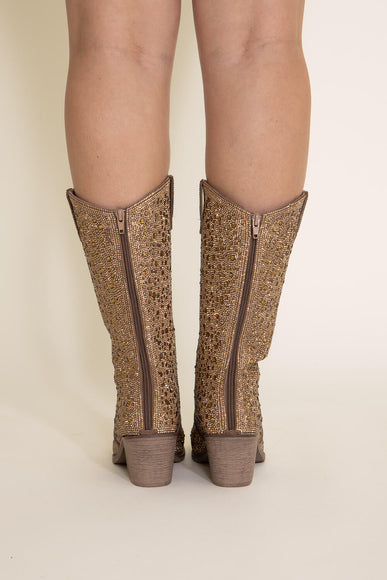 Pierre Dumas Wilder Rhinestone Western Boots for Women in Gold