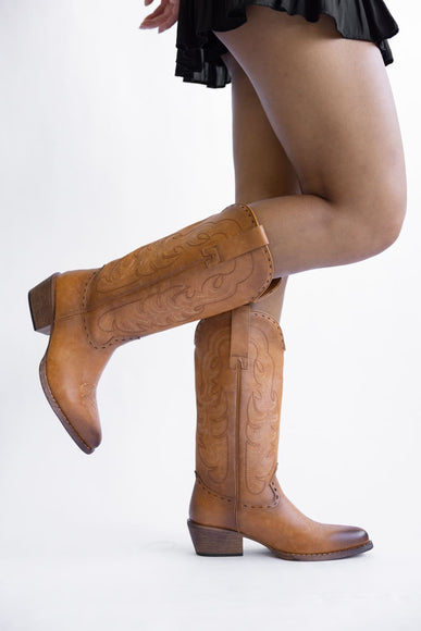 Pierre Dumas Dixie Western Tall Boots for Women in New Tan