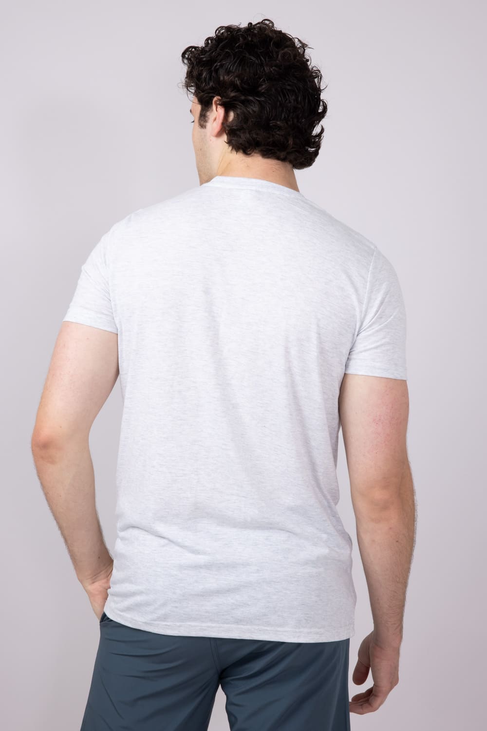 Basic Crewneck T-Shirt for Men in Speckled White