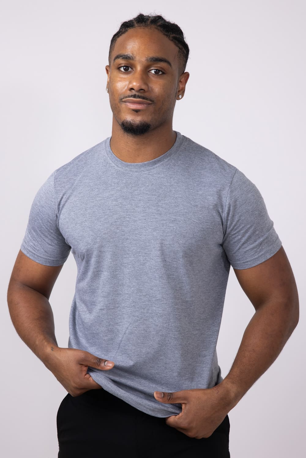 Basic Crewneck T-Shirt for Men in Heather Grey at Glik's , XL
