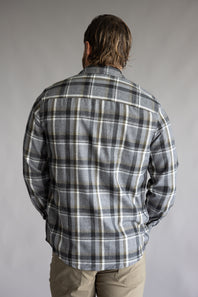 Plaid Flannel Shirt for Men in Grey Olive