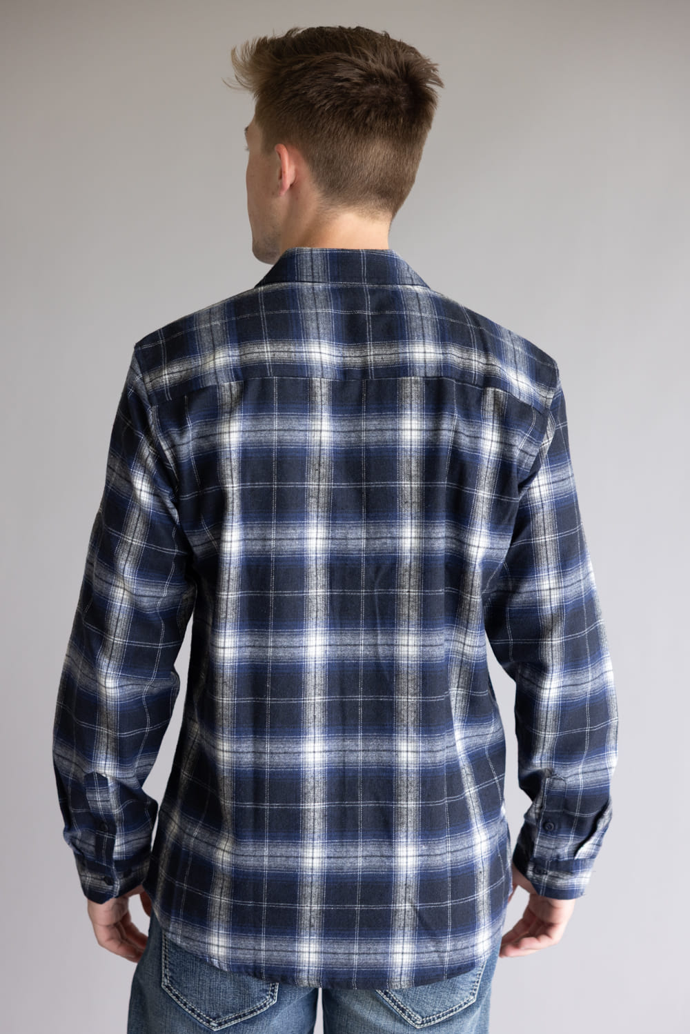 Plaid Flannel Shirt for Men in Navy
