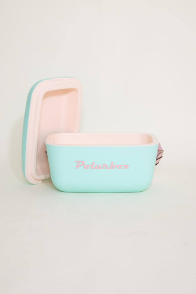 Polarbox Pop 13 Quart Cooler in Cyan - Baby Rose with the lid off