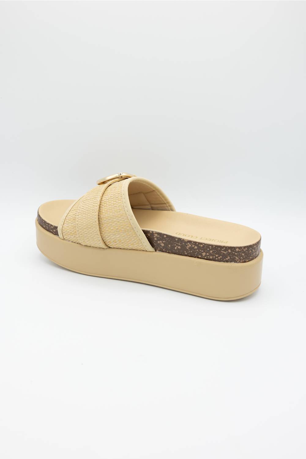 Project Cloud Sonia Raffia Platform Slides for Women in Beige