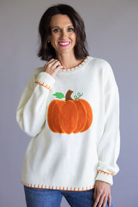 Pumpkin Sweater for Women in Ivory