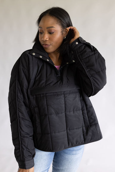 Quilted Pullover for Women in Black