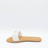 Qupid Shoes Athena Pearl Slide Sandals for Women in Off White