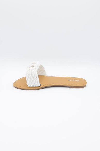 Qupid Shoes Athena Pearl Slide Sandals for Women in Off White