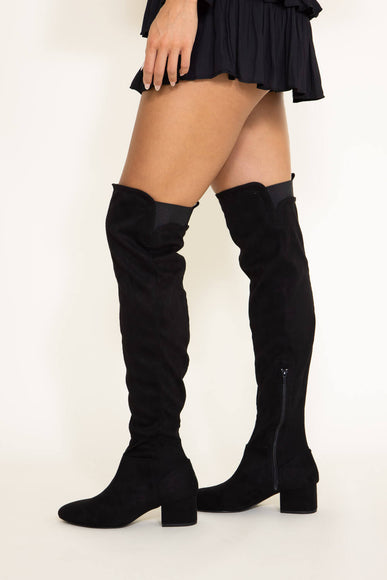 Qupid Shoes Sign Over The Knee Boots for Women in Black