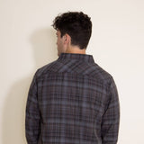 Western Woven Plaid Shirt for Men in Grey