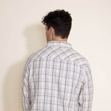 Western Woven Plaid Shirt for Men in Off White