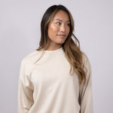 Relaxed Fit Stretch Crewneck for Women in Beige