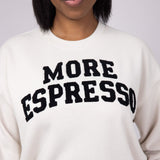 More Espresso Chenille Patch Fleece Crewneck for Women in Beige