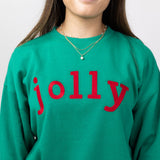 1897 Active Jolly Embroidered Fleece Sweatshirt for Women in Kelly Green