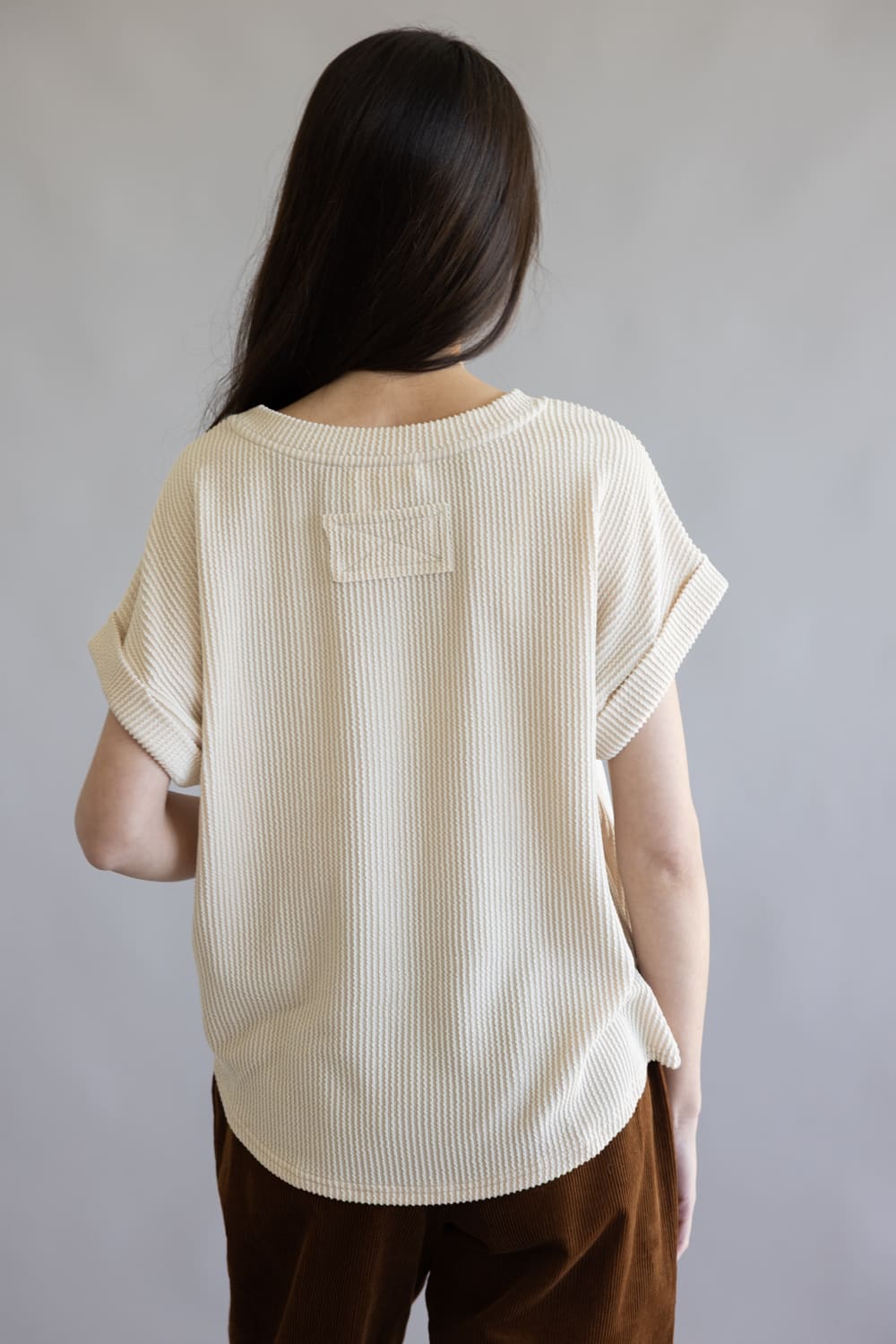 Ribbed Knit Top for Women in Cream