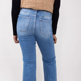 High-Rise Light Wash Button Down Bootcut Jeans for Women