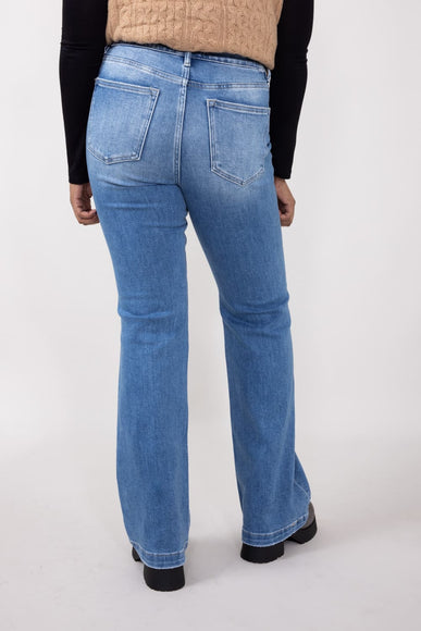 High-Rise Light Wash Button Down Bootcut Jeans for Women