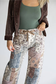 Risen High Rise Paisley Cropped Barrel Pants for Women