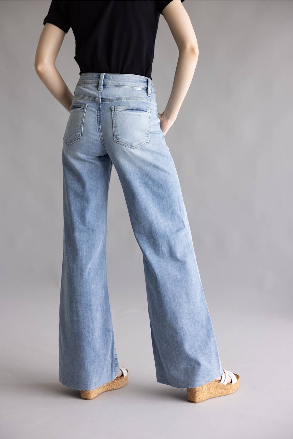 Risen High Rise Tummy Control Palazzo Jeans for Women