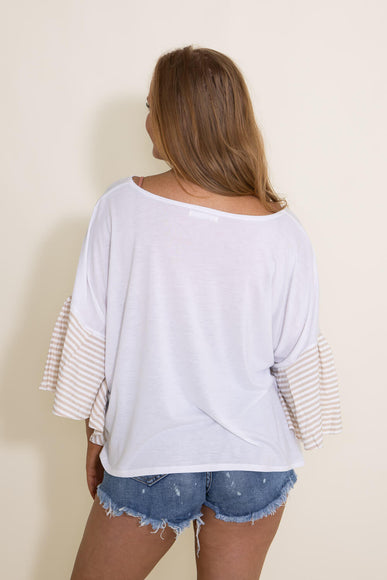 Ruffle Sleeve Cover Up Top for Women in Beige