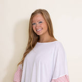 Ruffle Sleeve Cover Up Top for Women in White and Pink