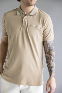 Denim & Flower Polo Shirt for Men in Sand