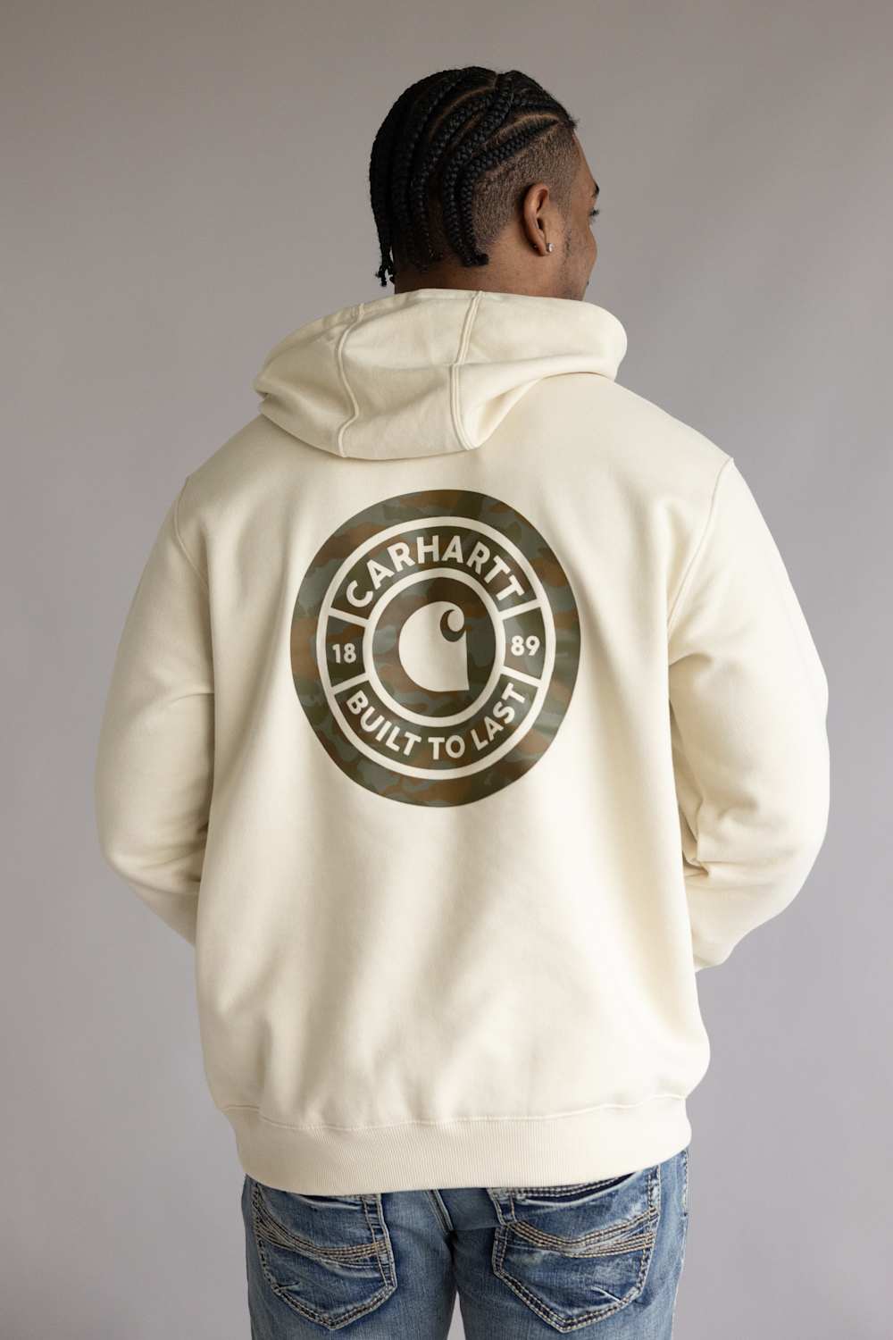 Carhartt Sawyer Camo Sweatshirt Hoodie for Men in Oatmilk