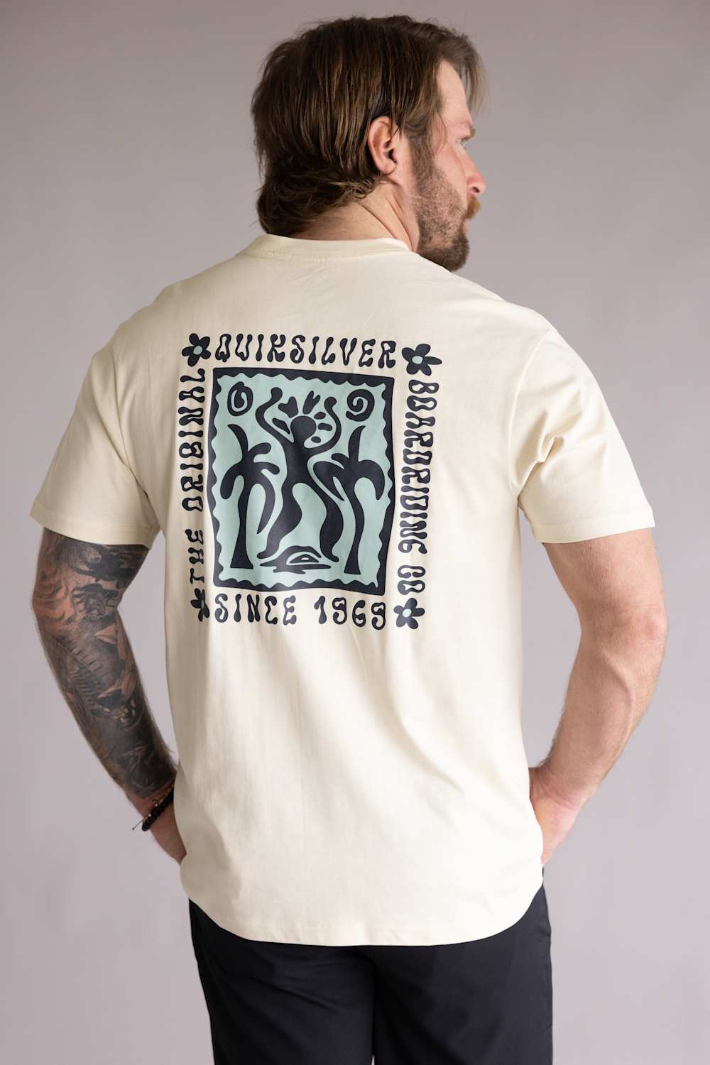 Quicksilver Serenity Splash T-Shirt for Men in Bone White 