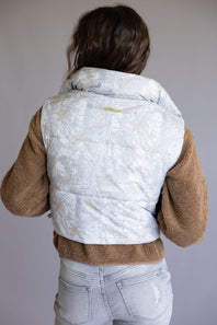 Simply Southern Cropped Puffer Vest for Women in Camo White