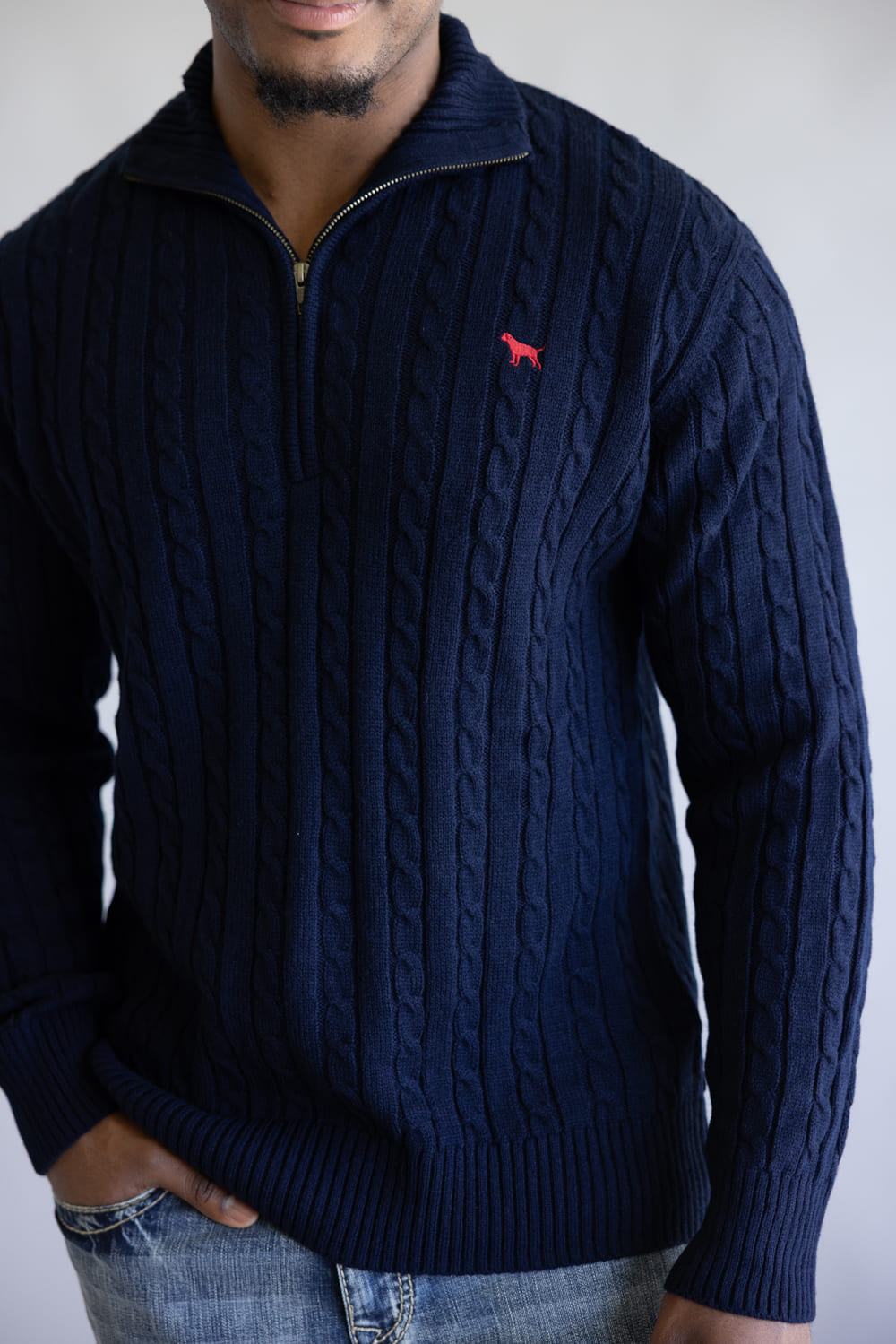 Simply Southern Grayson Quarter Zip Neck for Men in Navy