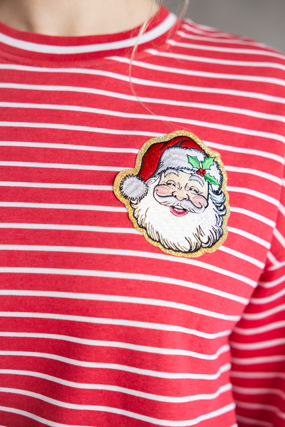  Simply Southern Santa Baby Varsity Crew Sweatshirt for Women in Red 