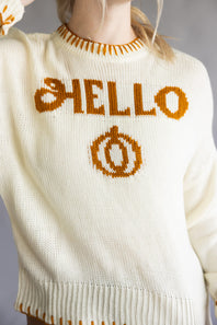  Simply Southern Hello Pumpkin Sweater for Women in Ivory 