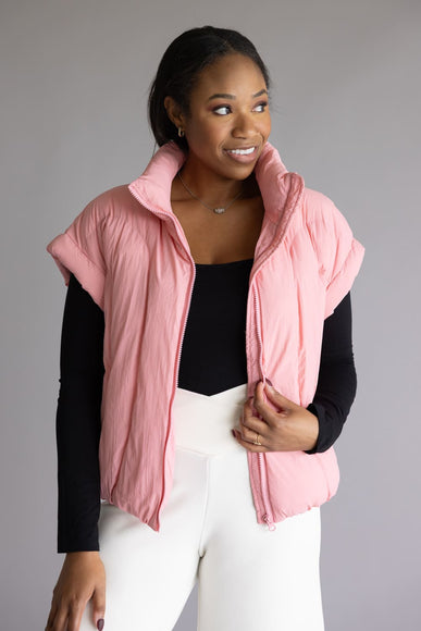 Simply Southern Lottie Puffer Vest for Women in Pink