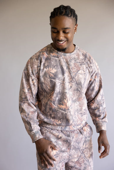 Simply Southern Camo Fleece Crewneck for Men in Brown