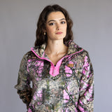 Simply Southern ¼ Zip Fleece Pullover for Women in Pink Camo