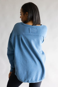 Simply Southern Sabrina Pullover Crewneck for Women in Dark Blue
