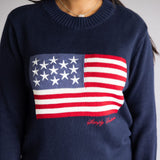 Simply Southern Preppy USA Flag Sweater for Women in Navy